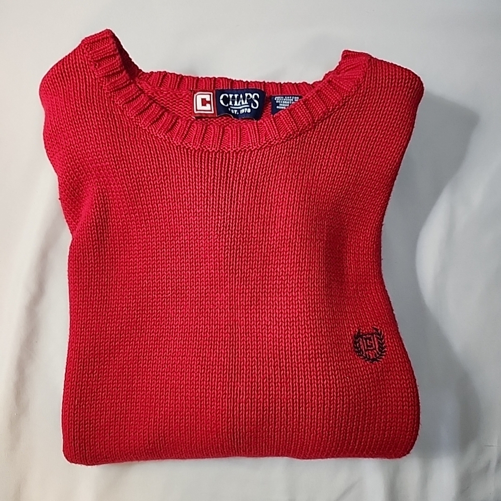 Chaps by Ralph Lauren Red Cotton Crewneck Sweater Men’s Size XXL Class Logo Knit